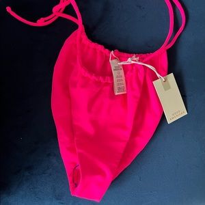 Good American Neon Pink Tiny Ties Bikini Bottoms - NWT